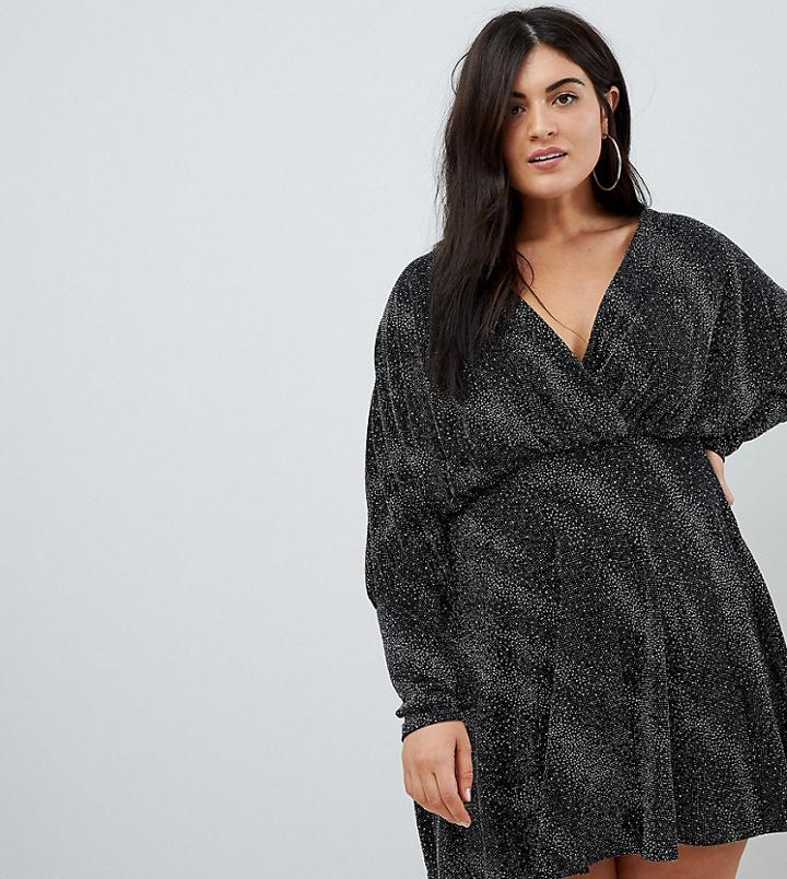 Club L Plus 80's Batwing Mini Dress - Multi