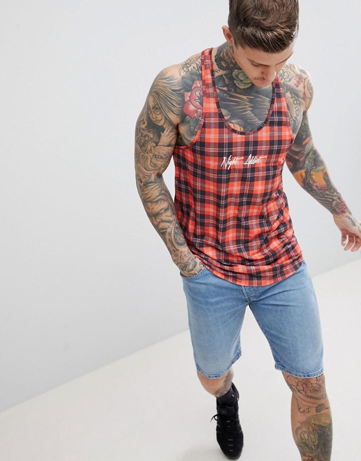 Night Addict Oversized Plaid Tank - Red