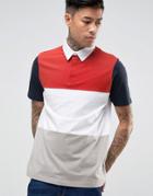 Asos Polo Shirt In Rugby Styling With Retro Color Blocking - Multi