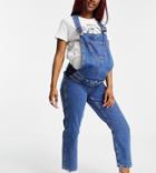 Urban Bliss Maternity Overalls In Mid Wash-blues