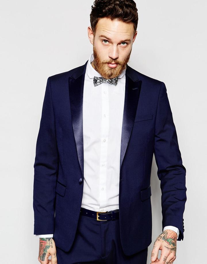 Asos Slim Tuxedo Suit Jacket - Navy