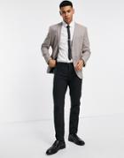 Jack & Jones Premium Slim Fit Suit Jacket In Brown Houndstooth
