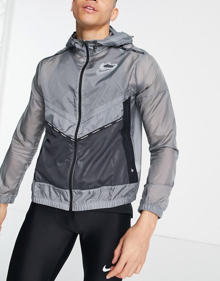 Nike Running Repel Windrunner Full Zip Jacket In Gray