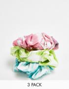 Topshop Tie Dye 3 X Multipack Scrunchies In Multi