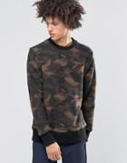 Weekday Collar Camo Print Sweater Boiled Wool - Black