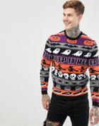 Asos Design Halloween Sweater With Fairisle Pattern - Multi