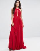 Pixie & Diamond Maxi Dress With Open Back Wrap Front - Red