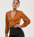 Outrageous Fortune Tall Button Through Blouse In Tan Polka Dot - Multi