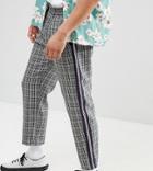 Milk It Cropped Check Pants With Side Stripe - Gray