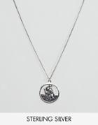 Asos Design Sterling Silver St. Christopher Cut Out Pendant Necklace - Silver