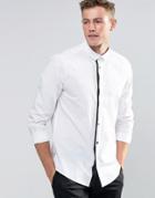 Asos Shirt In White With Contrast Taping In Regular Fit - White