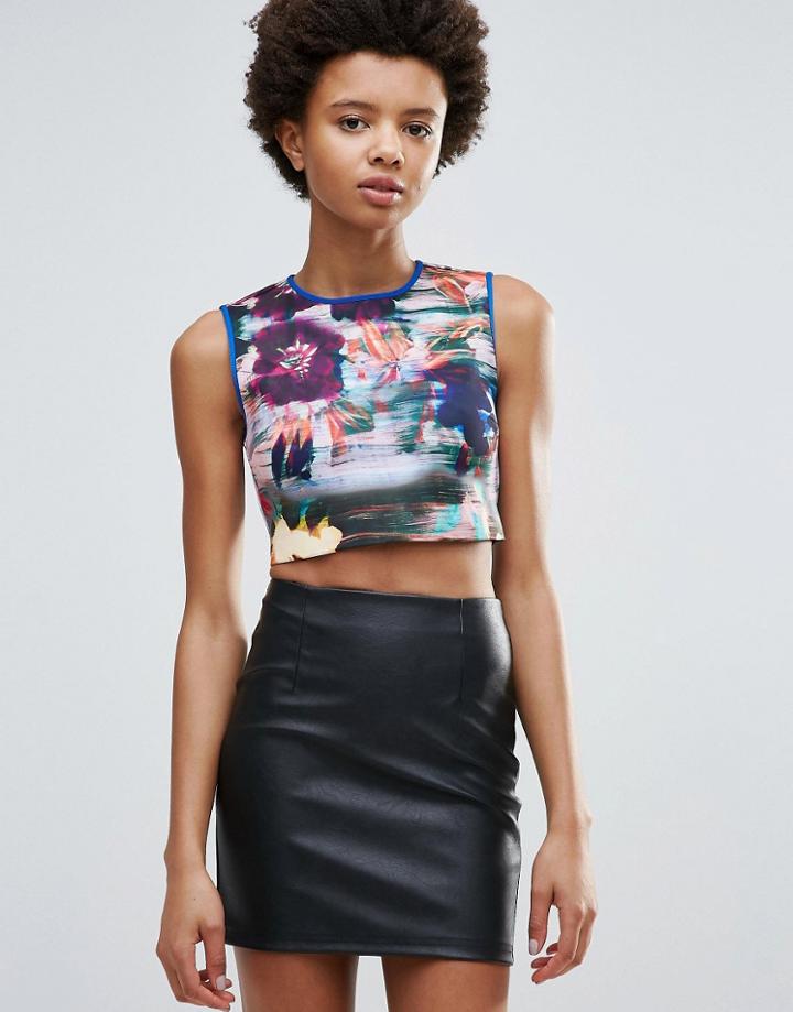 Clover Canyon Floral Whisper Neoprene Crop Top - Multi