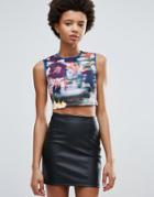 Clover Canyon Floral Whisper Neoprene Crop Top - Multi