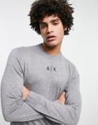 Armani Exchange Small Chest Logo Knitted Sweater In Gray