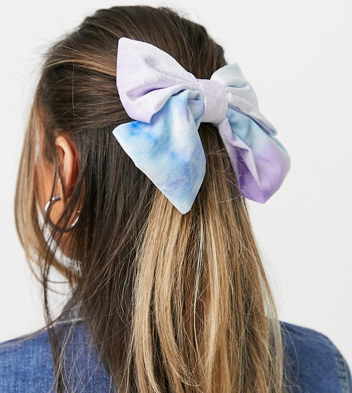 Daisy Street Hair Bow In Velvet-multi
