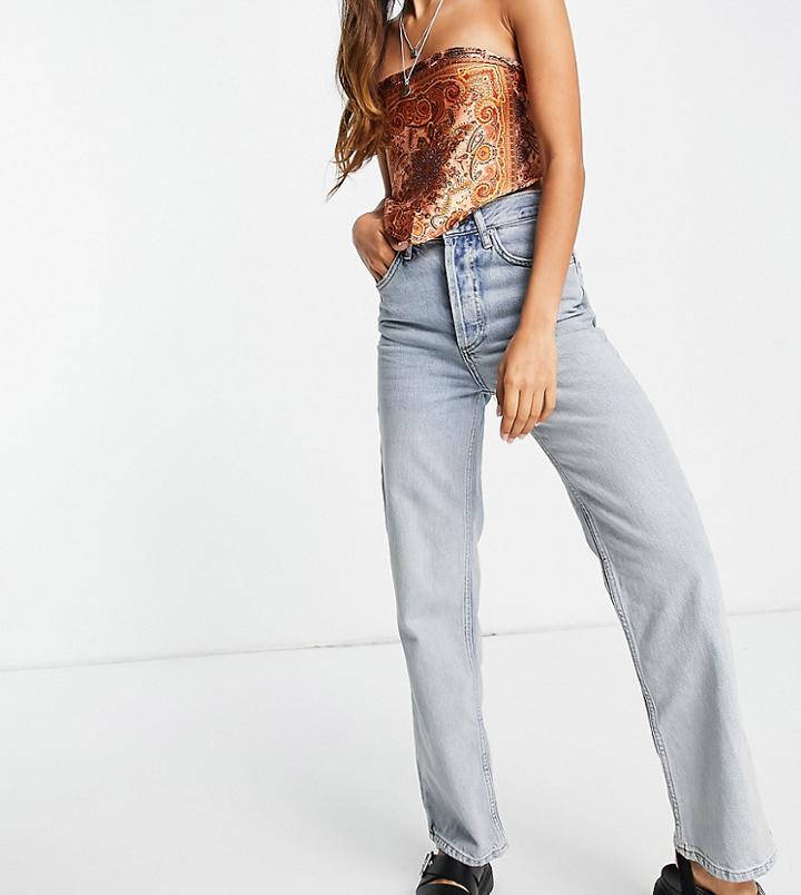 Topshop Petite Kort Bleach Jeans-blues