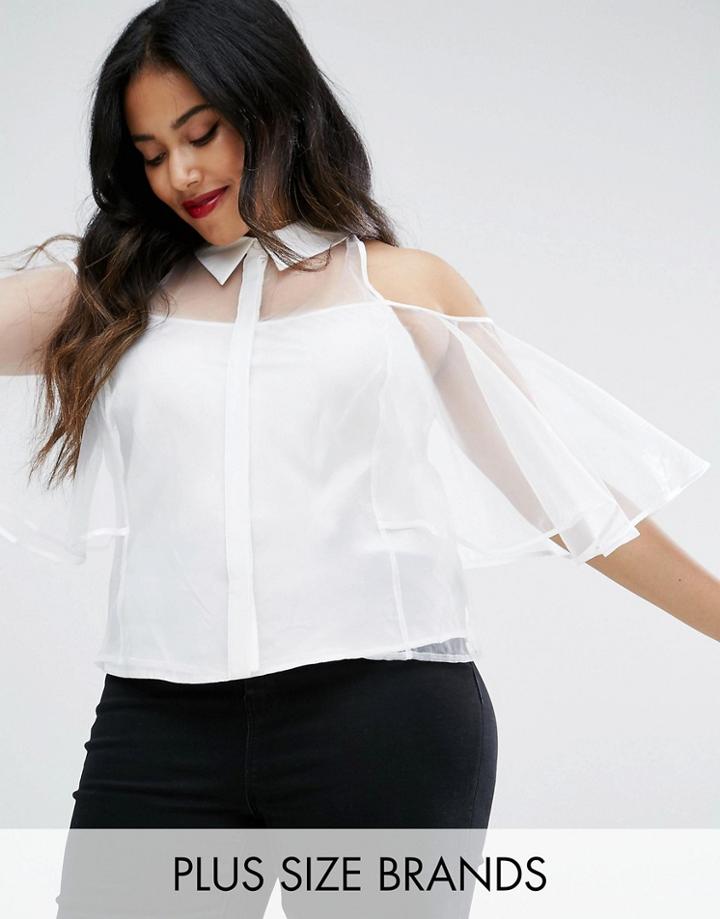 Coast Plus Hyde Organza Collared Top - White