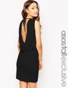 Asos Tall Sleeveless Cowl Back Mini Dress - Black
