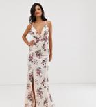Chi Chi London Tall Embroidered Maxi Dress With Split - Multi