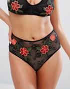 Wolf & Whistle Applique High Waist Knickers - Black