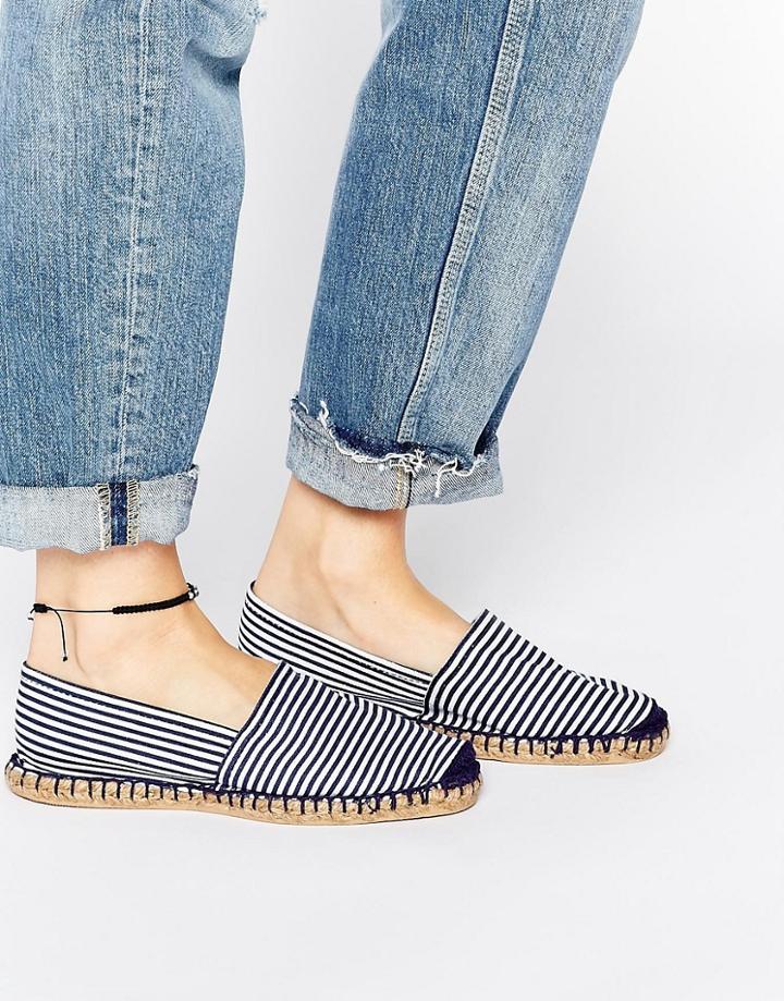 London Rebel Tanzi Stripe Espadrilles - Navy