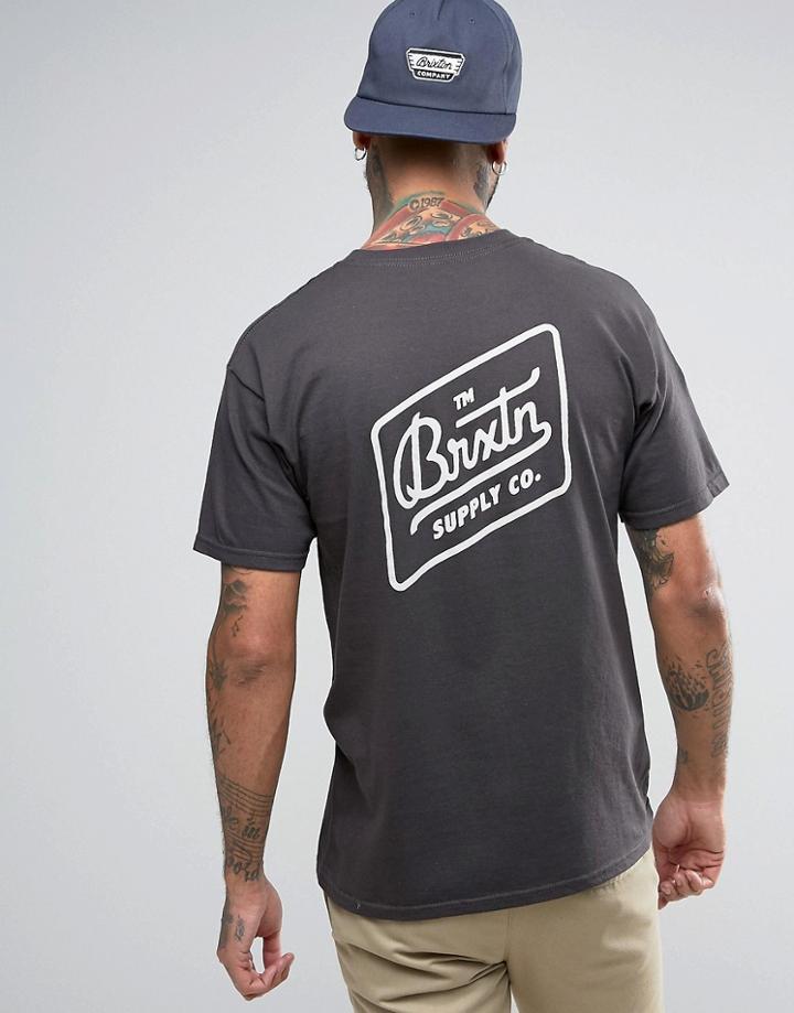Brixton T-shirt With Back Print - Black