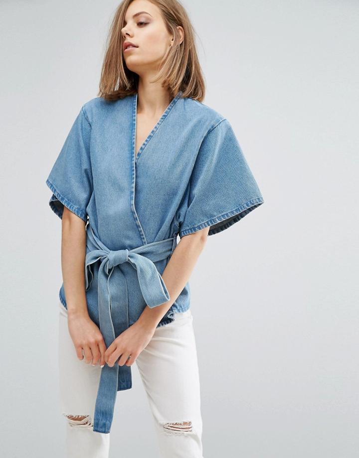 Waven Cati Tie Front Top - Blue