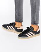 Adidas Originals Black And Pink Gazelle Trainers With Gum Sole - Core Black