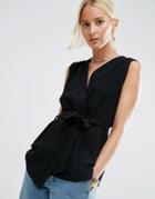 Asos Sleeveless Obi Wrap Top - Black