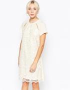Little Mistress Embroidered Cut Out Tunic Dress - Cream
