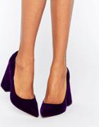 Asos Pier Velvet Pointed High Heels - Purple