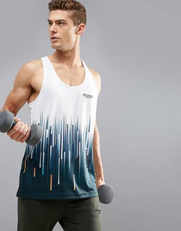 Muscle Monkey Tank In White With Fade Muscle Fit - White