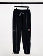 Crooked Tongues Printed Sweatpants With Reflective Piping In Black