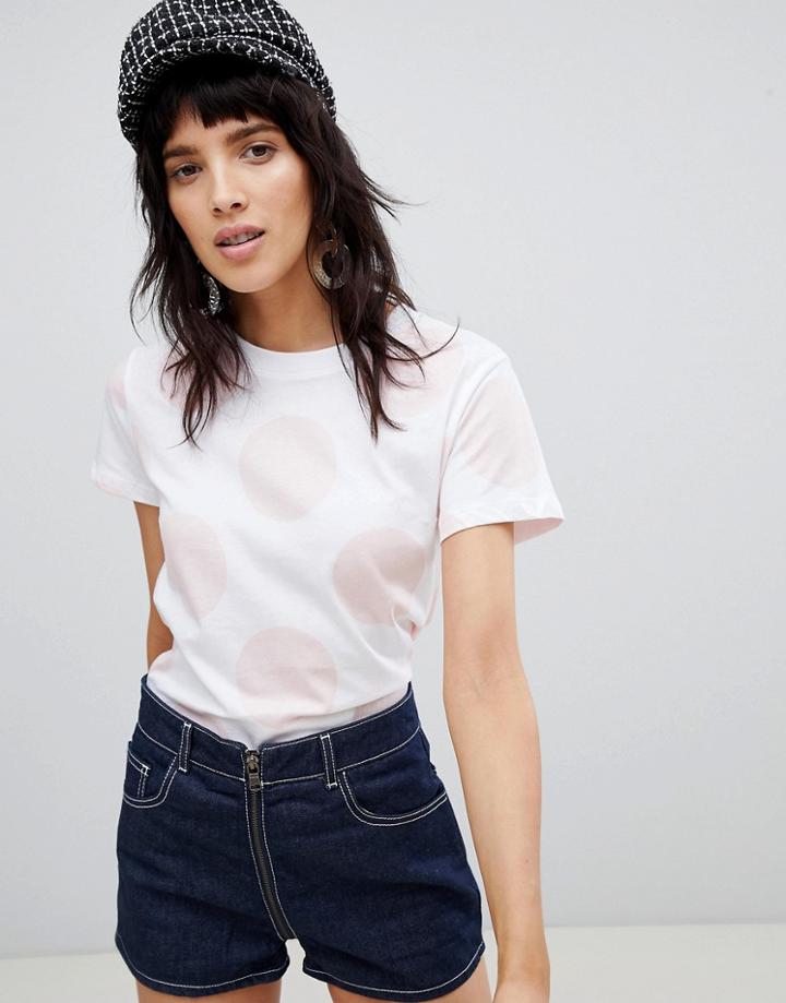 Stradivarius Large Spot Tee - Pink