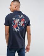 Brave Soul Back Embroidered Polo - Navy