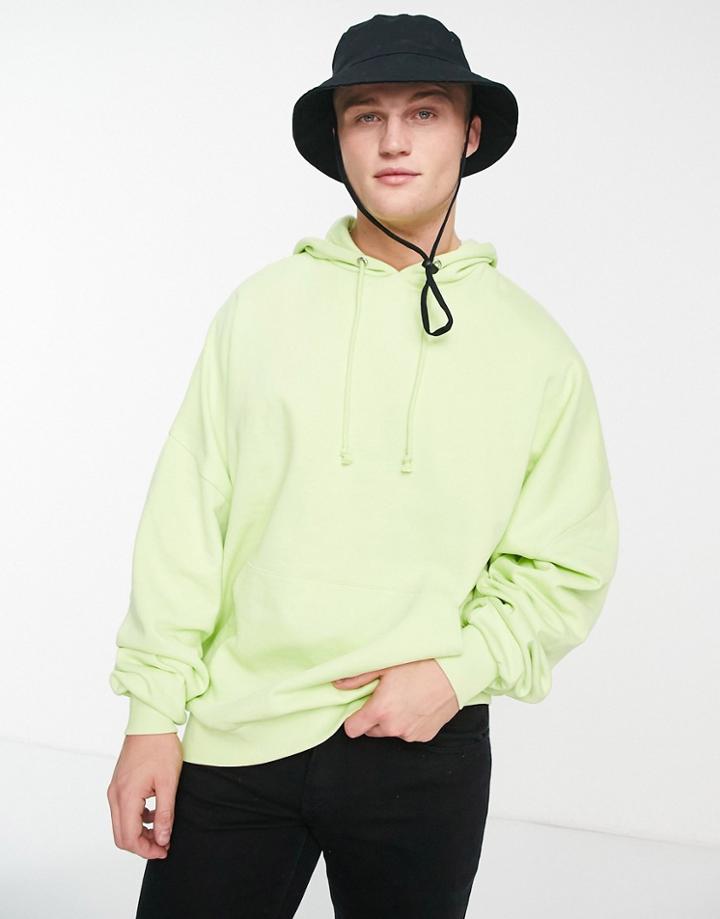 Asos Design Super Oversized Hoodie In Washed Lime Green