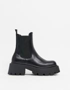 Truffle Collection Mid Height Chunky Pull On Boot With Padding In Black