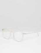 Asos Design Round Glasses In Marbled Crystal - Clear