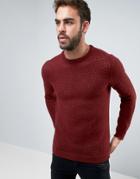 Asos Textured Pointelle Sweater - Red
