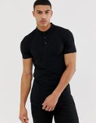 Asos Design Muscle Fit Short Sleeve Jersey Polo In Black - Black