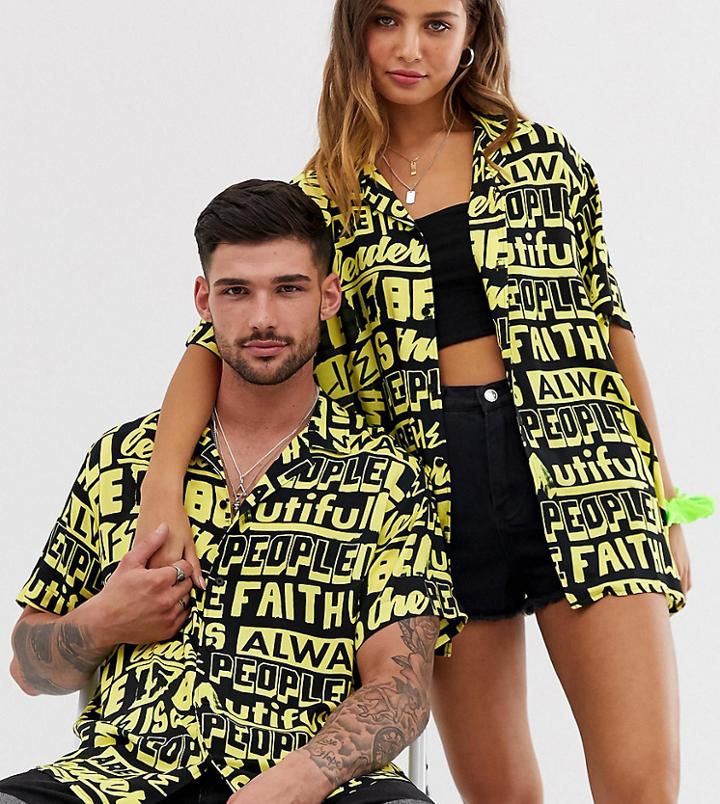 Life Is Beautiful Unisex Printed Revere Shirt-black