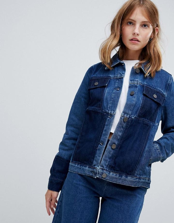 Waven Lana Classic Two Tone Denim Jacket - Blue
