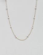 Asos Opal Bead Fine Chain Necklace - Gold