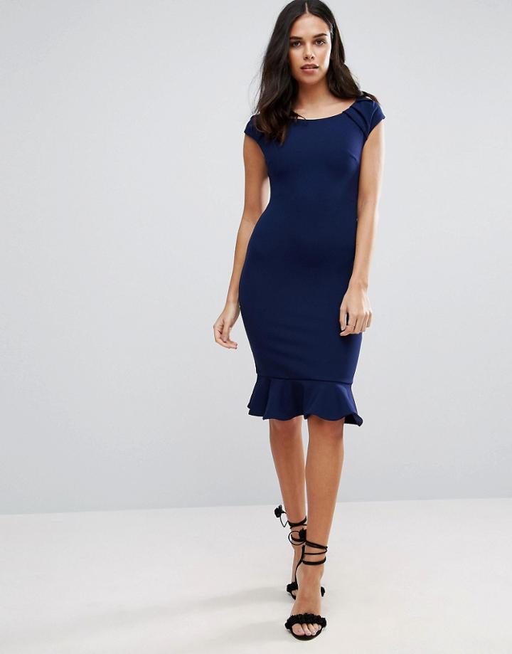 Jessica Wright Peplum Midi Dress - Navy