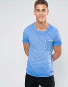 Jack And Jones T-shirt With Floral Pocket Detail - Blue