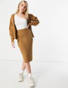 Lipsy Knitted Midi Skirt In Camel-brown