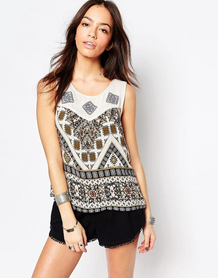Only Printed Co-ord Top - White Cap Gray