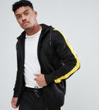 Good For Nothing Muscle Track Jacket In Black With Yellow Side Stripe Exclusive To Asos - Black