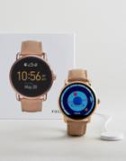 Fossil Wander Leather Smart Watch In Beige - Beige