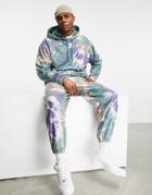 Asos Design Oversized Hoodie In Fleece In Tie Dye - Part Of A Set-multi